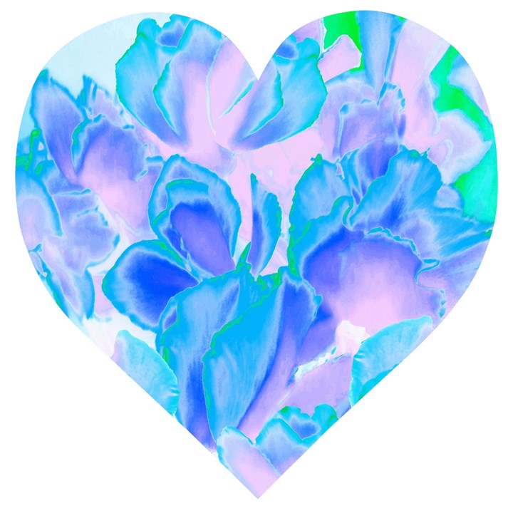 Ciclamen Flowers Blue Wooden Puzzle Heart