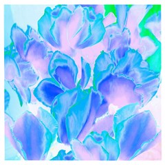 Ciclamen Flowers Blue Wooden Puzzle Square