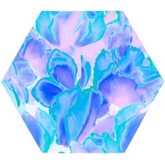 Ciclamen Flowers Blue Wooden Puzzle Hexagon