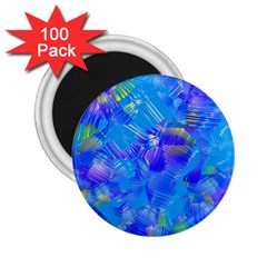 Blue Abstract Floral Paint Brush Strokes 2 25  Magnets (100 Pack)  by SpinnyChairDesigns