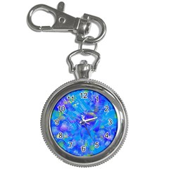 Blue Abstract Floral Paint Brush Strokes Key Chain Watches by SpinnyChairDesigns