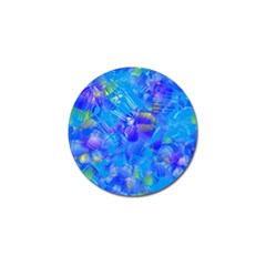 Blue Abstract Floral Paint Brush Strokes Golf Ball Marker by SpinnyChairDesigns