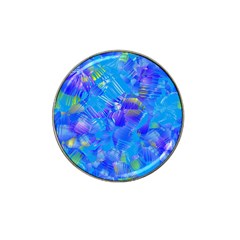 Blue Abstract Floral Paint Brush Strokes Hat Clip Ball Marker by SpinnyChairDesigns