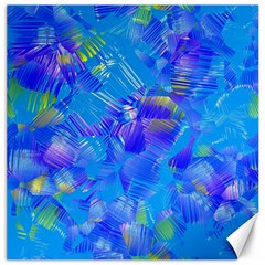 Blue Abstract Floral Paint Brush Strokes Canvas 16  X 16  by SpinnyChairDesigns