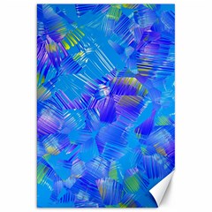 Blue Abstract Floral Paint Brush Strokes Canvas 20  X 30  by SpinnyChairDesigns