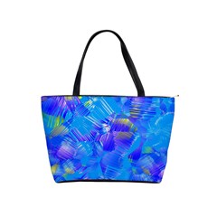 Blue Abstract Floral Paint Brush Strokes Classic Shoulder Handbag by SpinnyChairDesigns