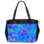 Blue Abstract Floral Paint Brush Strokes Oversize Office Handbag (2 Sides) Front