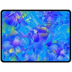 Blue Abstract Floral Paint Brush Strokes Fleece Blanket (large)  by SpinnyChairDesigns