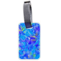 Blue Abstract Floral Paint Brush Strokes Luggage Tag (two Sides) by SpinnyChairDesigns