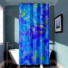 Blue Abstract Floral Paint Brush Strokes Shower Curtain 36  X 72  (stall)  by SpinnyChairDesigns