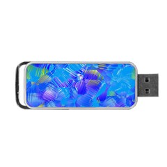 Blue Abstract Floral Paint Brush Strokes Portable Usb Flash (two Sides) by SpinnyChairDesigns