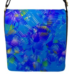 Blue Abstract Floral Paint Brush Strokes Flap Closure Messenger Bag (s) by SpinnyChairDesigns