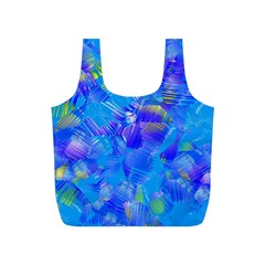 Blue Abstract Floral Paint Brush Strokes Full Print Recycle Bag (s) by SpinnyChairDesigns