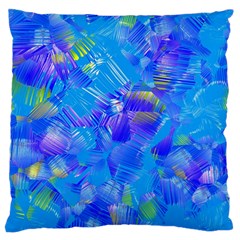 Blue Abstract Floral Paint Brush Strokes Standard Flano Cushion Case (one Side)