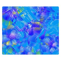 Blue Abstract Floral Paint Brush Strokes Double Sided Flano Blanket (small)  by SpinnyChairDesigns