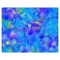 Blue Abstract Floral Paint Brush Strokes Double Sided Flano Blanket (medium)  by SpinnyChairDesigns