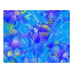 Blue Abstract Floral Paint Brush Strokes Double Sided Flano Blanket (large)  by SpinnyChairDesigns