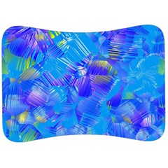 Blue Abstract Floral Paint Brush Strokes Velour Seat Head Rest Cushion by SpinnyChairDesigns