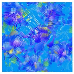 Blue Abstract Floral Paint Brush Strokes Wooden Puzzle Square by SpinnyChairDesigns