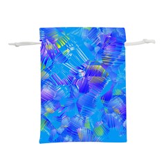 Blue Abstract Floral Paint Brush Strokes Lightweight Drawstring Pouch (l) by SpinnyChairDesigns