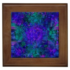 Indigo Abstract Art Framed Tile by SpinnyChairDesigns