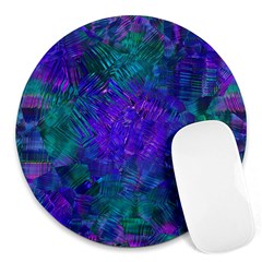 Indigo Abstract Art Round Mousepads by SpinnyChairDesigns