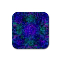 Indigo Abstract Art Rubber Coaster (square)  by SpinnyChairDesigns