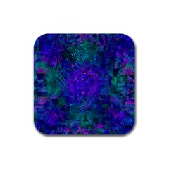 Indigo Abstract Art Rubber Square Coaster (4 Pack)  by SpinnyChairDesigns