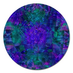 Indigo Abstract Art Magnet 5  (round) by SpinnyChairDesigns