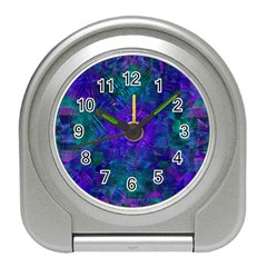 Indigo Abstract Art Travel Alarm Clock by SpinnyChairDesigns