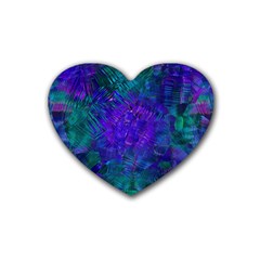 Indigo Abstract Art Rubber Coaster (heart)  by SpinnyChairDesigns