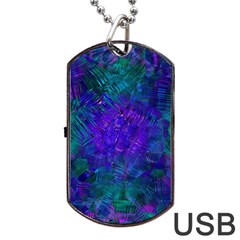 Indigo Abstract Art Dog Tag Usb Flash (one Side) by SpinnyChairDesigns