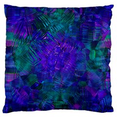 Indigo Abstract Art Large Cushion Case (one Side) by SpinnyChairDesigns