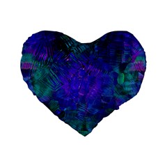 Indigo Abstract Art Standard 16  Premium Heart Shape Cushions by SpinnyChairDesigns