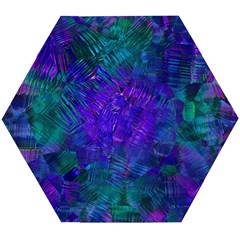 Indigo Abstract Art Wooden Puzzle Hexagon by SpinnyChairDesigns