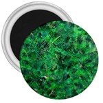 Jungle Green Abstract Art 3  Magnets Front