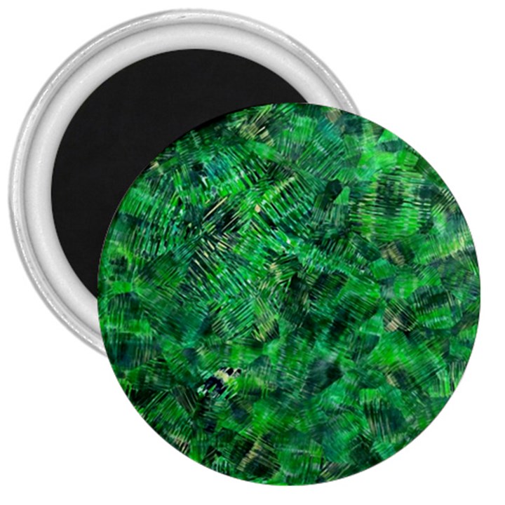 Jungle Green Abstract Art 3  Magnets