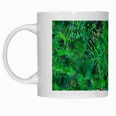 Jungle Green Abstract Art White Mugs by SpinnyChairDesigns