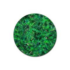 Jungle Green Abstract Art Rubber Coaster (round)  by SpinnyChairDesigns