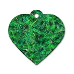 Jungle Green Abstract Art Dog Tag Heart (Two Sides) Back