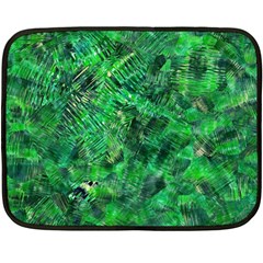 Jungle Green Abstract Art Double Sided Fleece Blanket (mini)  by SpinnyChairDesigns