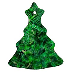 Jungle Green Abstract Art Christmas Tree Ornament (two Sides) by SpinnyChairDesigns