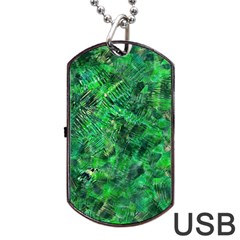 Jungle Green Abstract Art Dog Tag Usb Flash (two Sides) by SpinnyChairDesigns