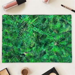 Jungle Green Abstract Art Cosmetic Bag (xxl) by SpinnyChairDesigns