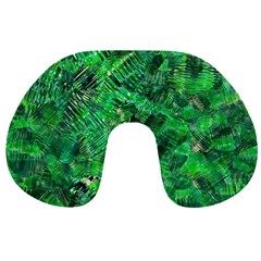 Jungle Green Abstract Art Travel Neck Pillow by SpinnyChairDesigns