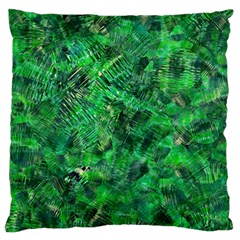 Jungle Green Abstract Art Large Flano Cushion Case (one Side) by SpinnyChairDesigns