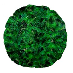 Jungle Green Abstract Art Large 18  Premium Flano Round Cushions by SpinnyChairDesigns