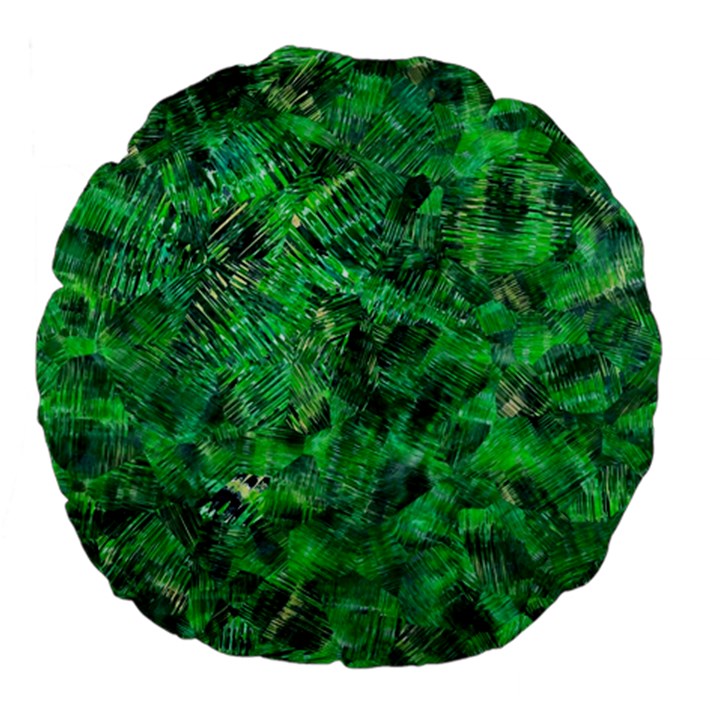 Jungle Green Abstract Art Large 18  Premium Flano Round Cushions