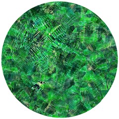 Jungle Green Abstract Art Wooden Puzzle Round by SpinnyChairDesigns