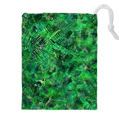 Jungle Green Abstract Art Drawstring Pouch (4xl) by SpinnyChairDesigns